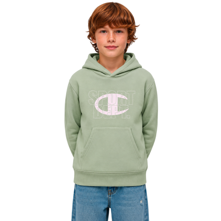 Sudadera Niño/Niña con Capucha Champion Graphic Logo Powerblend "Light Olive Green"