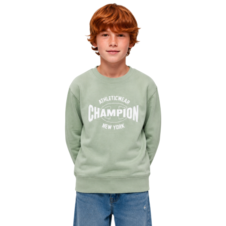 Sudadera Niño/Niña Cuello Redondo Champion Graphic Logo Powerblend "Light Olive Green"