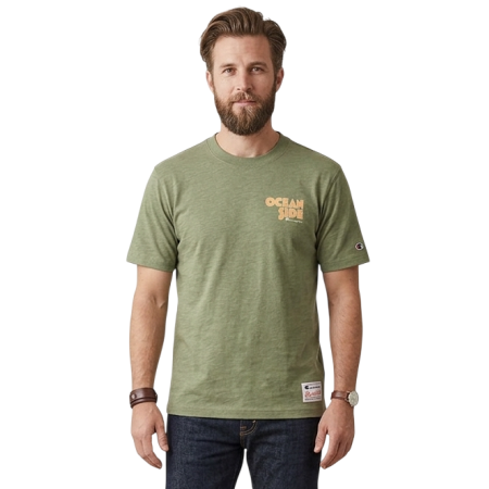 Camiseta Champion Ocean Side de Algodón con Gráfico "Moss Green-Olive"