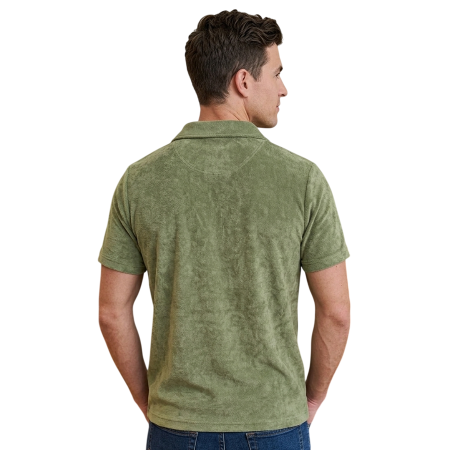 Polo Champion Ocean Side Efecto Lavado en Tejido Rizo Exterior "Moss Green-Olive"