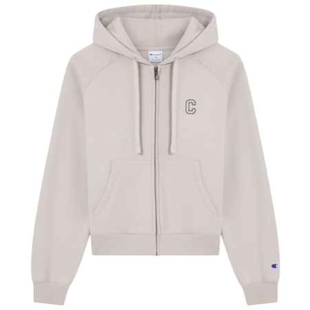 Sudadera Corta Champion Mujer con Cremallera Entera Logo 'C' Brillante Bordado "Taupe"
