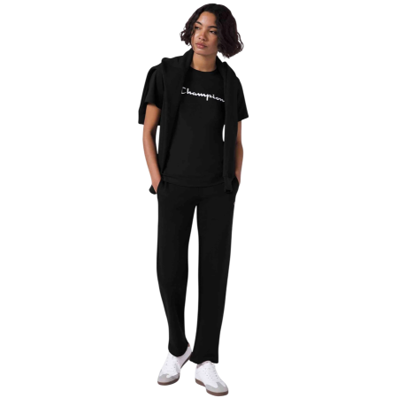 Pantalón Mujer Con Bajo Recto Champion Icons Fleece Joggers "Black"