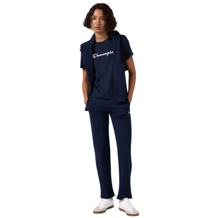 Pantalón Mujer Con Bajo Recto Champion Icons Fleece Joggers "Navy"