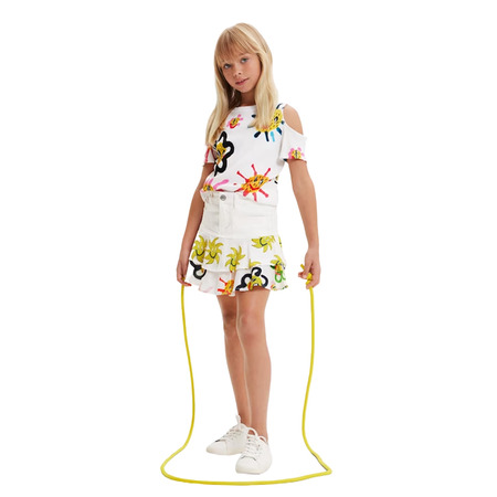 Desigual Girls Flower Cut Out T-Shirt
