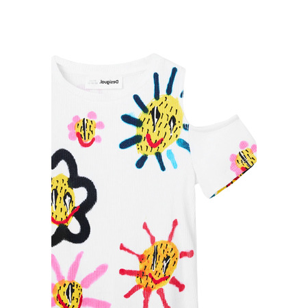 Desigual Girls Flower Cut Out T-Shirt
