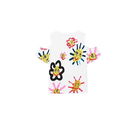 Desigual Girls Flower Cut Out T-Shirt