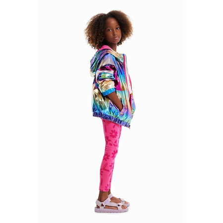 Desigual Girls Iridescent Raincoat Rainbow