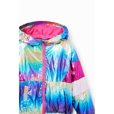 Desigual Girls Iridescent Raincoat Rainbow