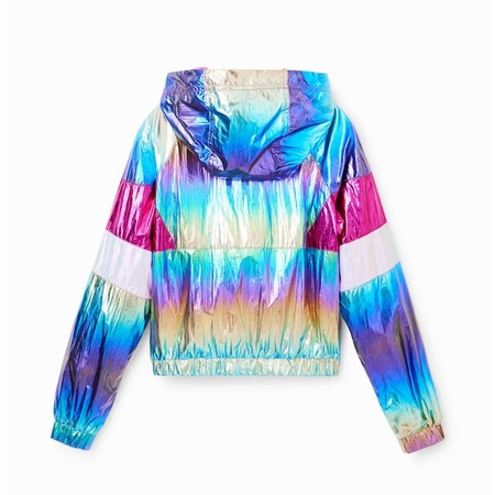 Desigual Girls Iridescent Raincoat Rainbow