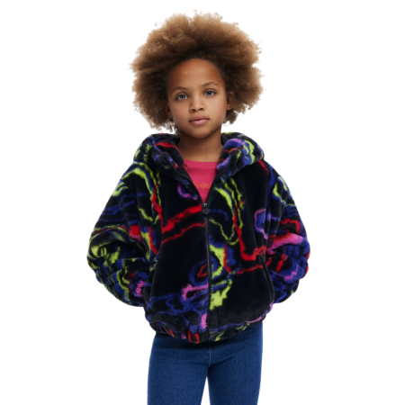 Desigual Girls Rainbow Fur Jacket "Tutti Fruti"