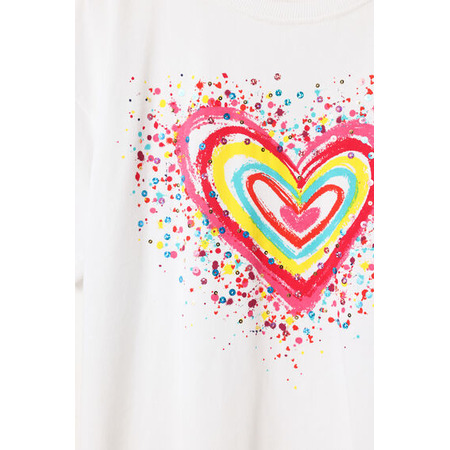 Desigual Girls Heart Sequins T-Shirt