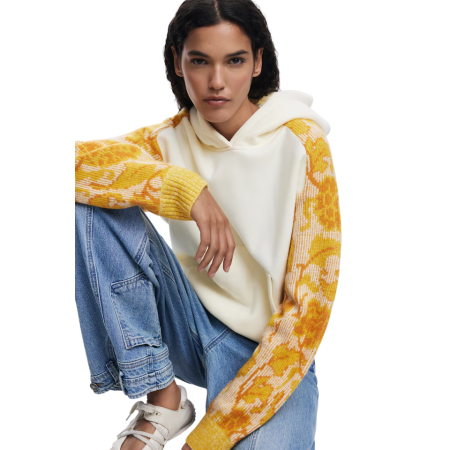 Desigual Jacquard Sleeve Sweatshirt "Cream"