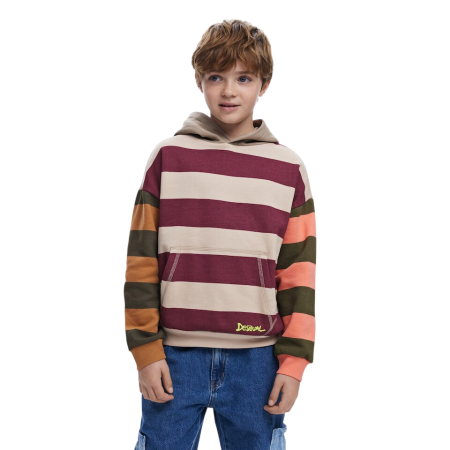 Desigual Kids Sweatshirt with combined stripes "Caqui"