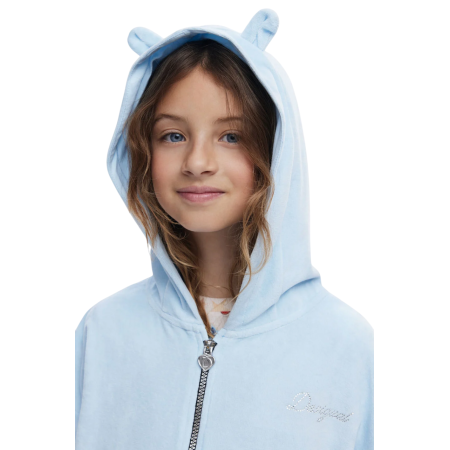 Desigual Sweatshirt with little ears and rhinestone logo "Aqua Blue"