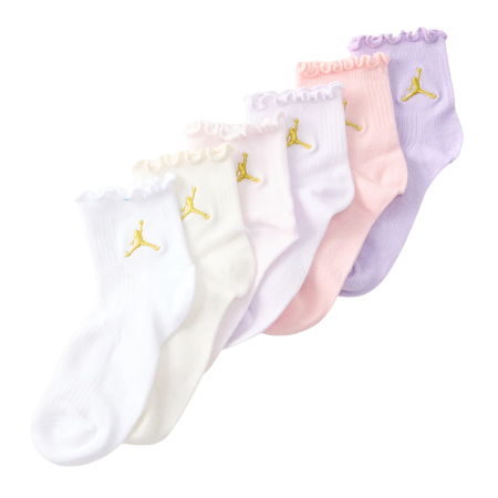 Jordan Girls JHG Lettuce Edge Ankle 6 PPack Socks Lightweight "Pearl Pink"