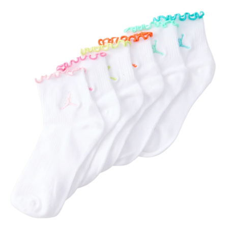Jordan Girls JHG Lettuce Edge Ankle 6 PPack Socks Lightweight "White"