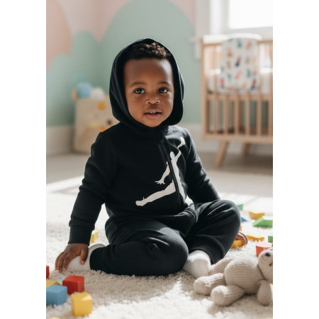 Mono Bebé Jordan Infants Air Jumpman Hooded Coverall "Black"