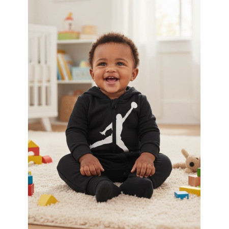 Mono Bebé Jordan Infants Air Jumpman Hooded Coverall "Black"