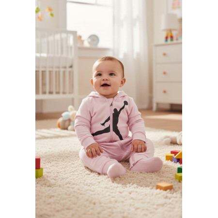Mono Bebé Jordan Infants Air Jumpman Hooded Coverall "Foam Pink"