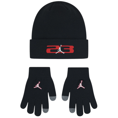 Conjunto Gorro + Guantes Táctiles Jordan Niño/Niña JAN 23 "Black"