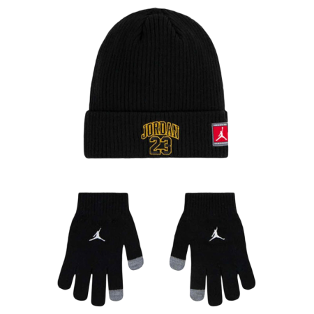 Conjunto Gorro + Guantes Táctiles Jordan Niño/Niña JDB 23 Jersey "Black-Gold"