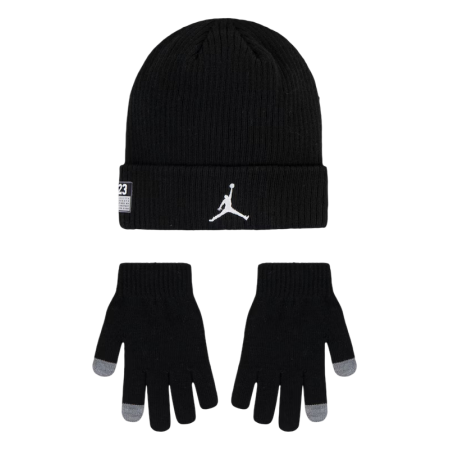 Conjunto Gorro + Guantes Táctiles Jordan Niño/Niña JDB 23 Jersey  "Black-Gym Red"
