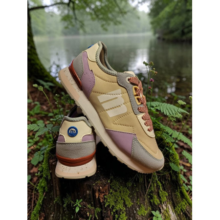 Zapatillas  Mujer Mustang Joggo "Beige Plity Azul"