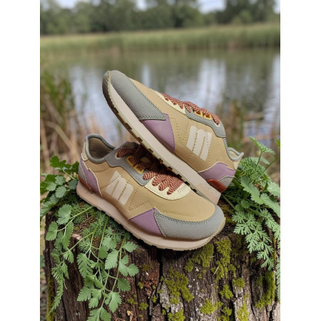 Zapatillas  Mujer Mustang Joggo "Beige Plity Azul"