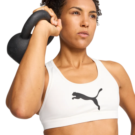 Sujetador deportivo PUMA 4KEEPS BRA - MID "White-Big black cat"