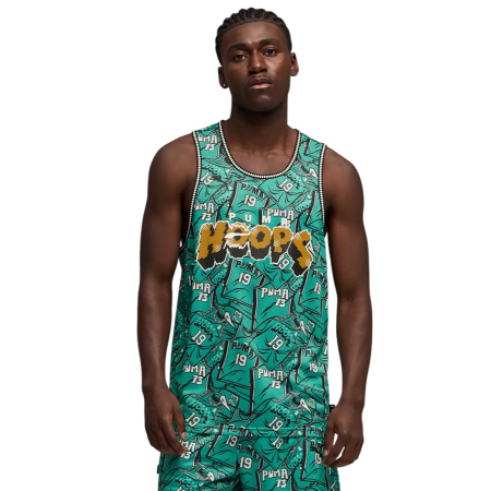 Camiseta de Baloncesto de Tirantes Puma Flagrant Foul  "Vibrant Green-AOP"