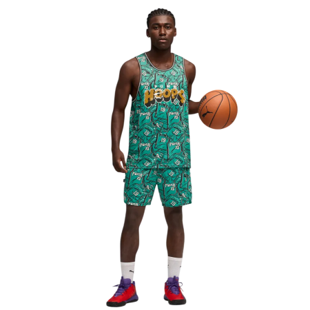 Camiseta de Baloncesto de Tirantes Puma Flagrant Foul  "Vibrant Green-AOP"