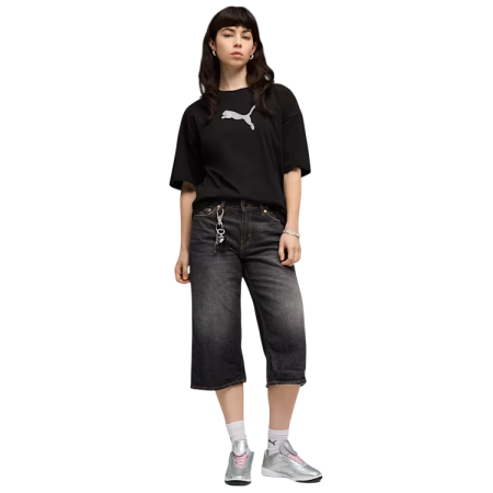 Camiseta mujer Puma ESS GRAPHICS LEO LUXE Bedazzled Oversized "Black"