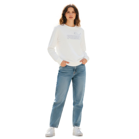 Sudadera Mujer Puma ESS Rhinestone CREW TR "White"