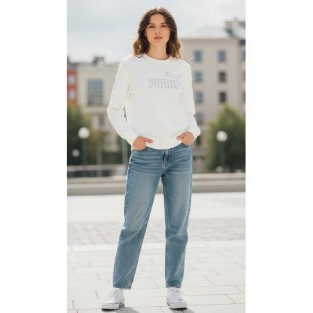 Sudadera Mujer Puma ESS Rhinestone CREW TR "White"