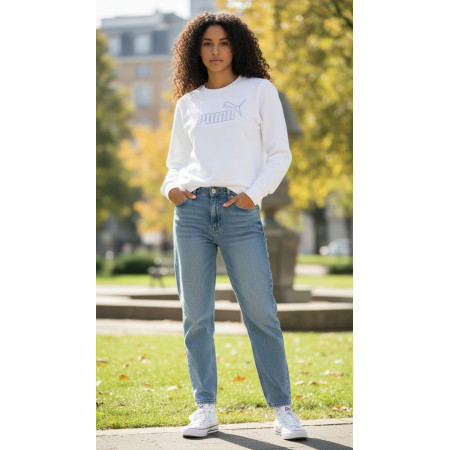 Sudadera Mujer Puma ESS Rhinestone CREW TR "White"