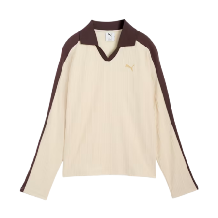 Polo Mujer Puma T7 Relaxed  " Alpine Snow-Chocolate Brown"