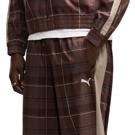 Pantalón  deportivo  Puma T7 Relaxed Tartan Woven Track "Chocolate Fondue"