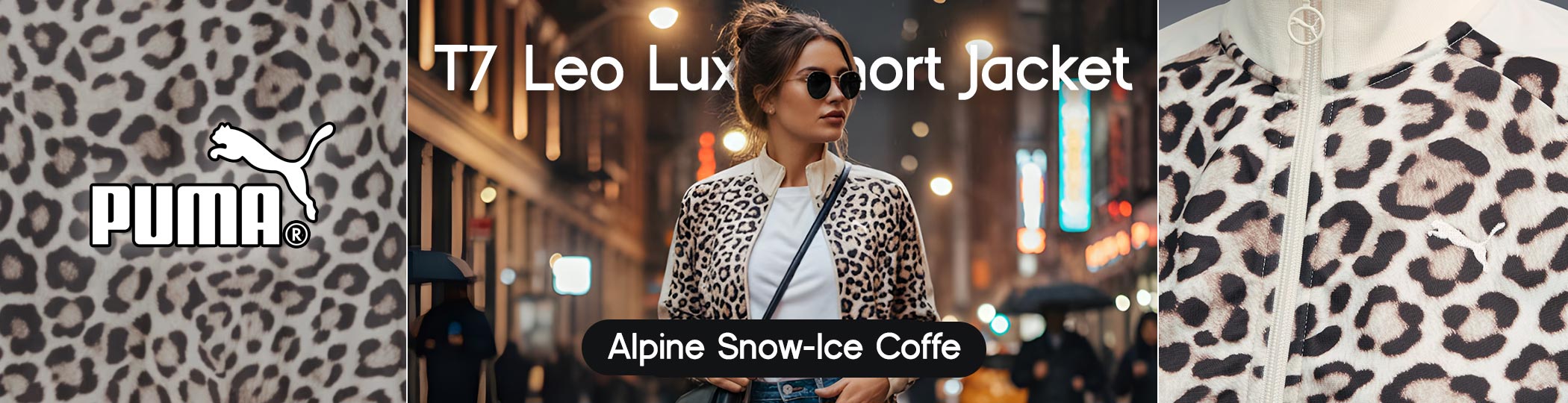 Puma T7 LEO LUXE AOP Short Track Jacket - Alpine Snow-Ice Coffee