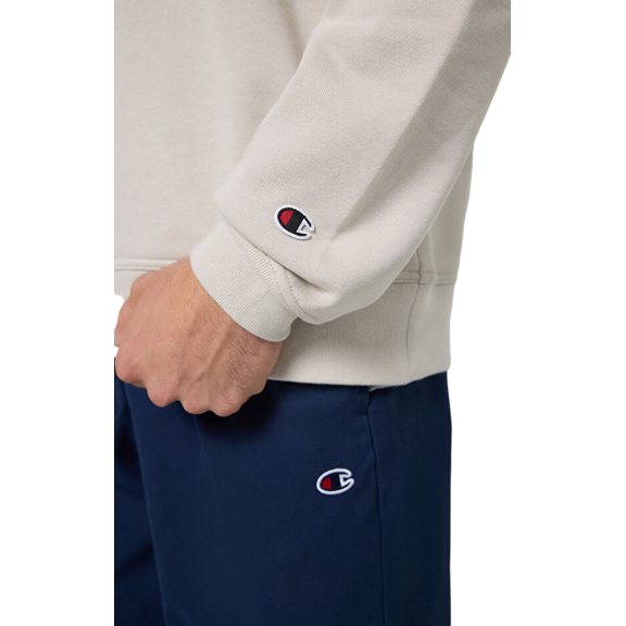 Champion Embroidered Big Logo Crewneck Sweatshirt "Beige"