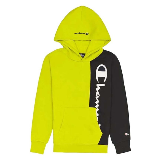 Champion Kids Legacy Spliced Script Logo Print Hoodie "Yellow"