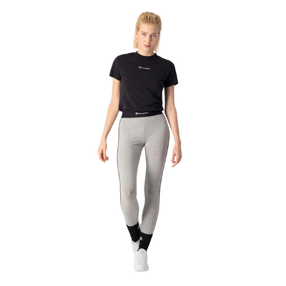 Champion Legacy Contrast Trim Cotton Leggings "Gray"