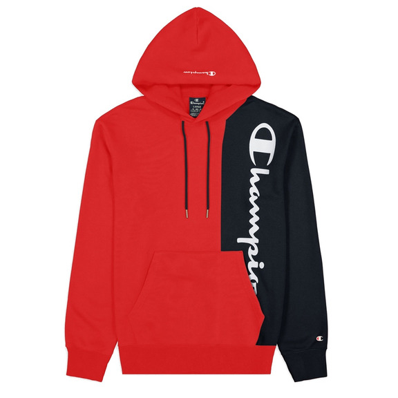 Champion Legacy Spliced Script Logo Print Hoodie "Red"
