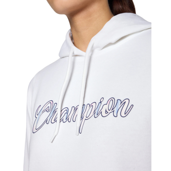Champion Women's Fleece Hooded Sweatshirt Script Logo "White"