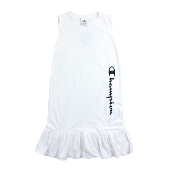 Champion Young Girls Script Vertical Logo Dress Tank "White"