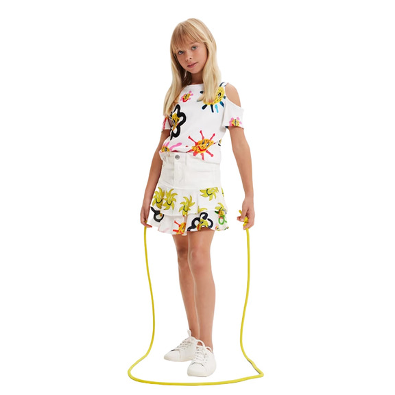 Desigual Girls Flower Cut Out T-Shirt