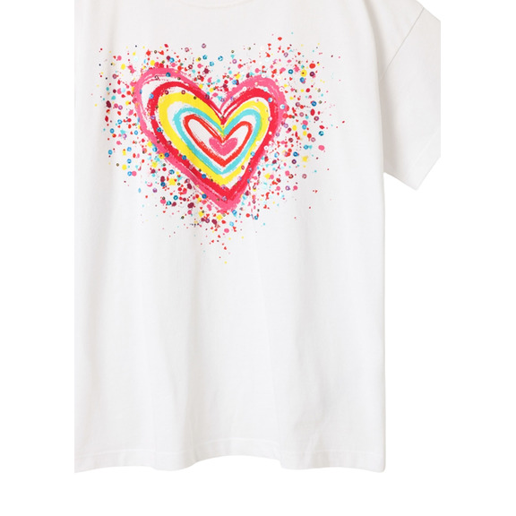 Desigual Girls Heart Sequins T-Shirt