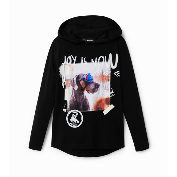 Desigual Junior Hooded T-shirt with Dog Print