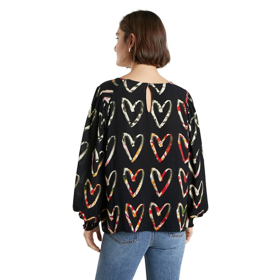 Desigual Loose Crepe Hearts Blouse