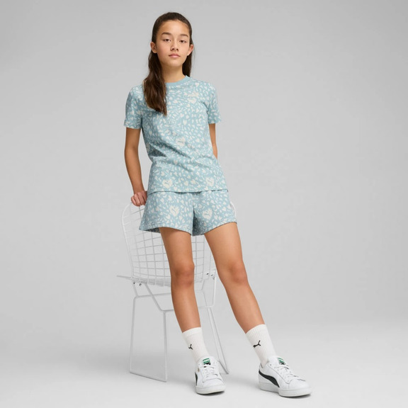 Puma FLAMING LOVE AOP High Waist Shorts TR G"Modern Mint"