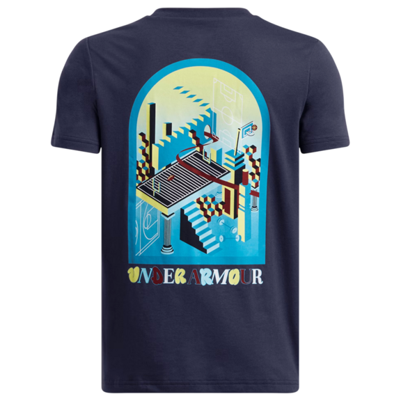 UA Boys´ UA Portal Logo Short Sleeve "Midnight Navy-Ether Blue"
